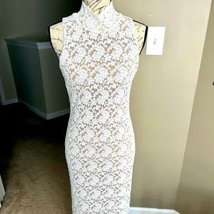 NWT Daniel P Rebecca White Lace Full Length Evening Gown Dress Fully Lined
